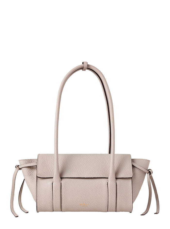Mini Bayswater Beige Shoulder Bag With Laminated Logo Leather Woman Calf