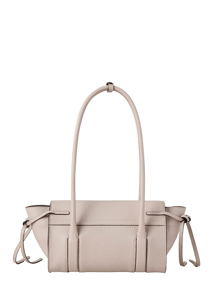 Mini Bayswater Beige Shoulder Bag With Laminated Logo Leather Woman Calf