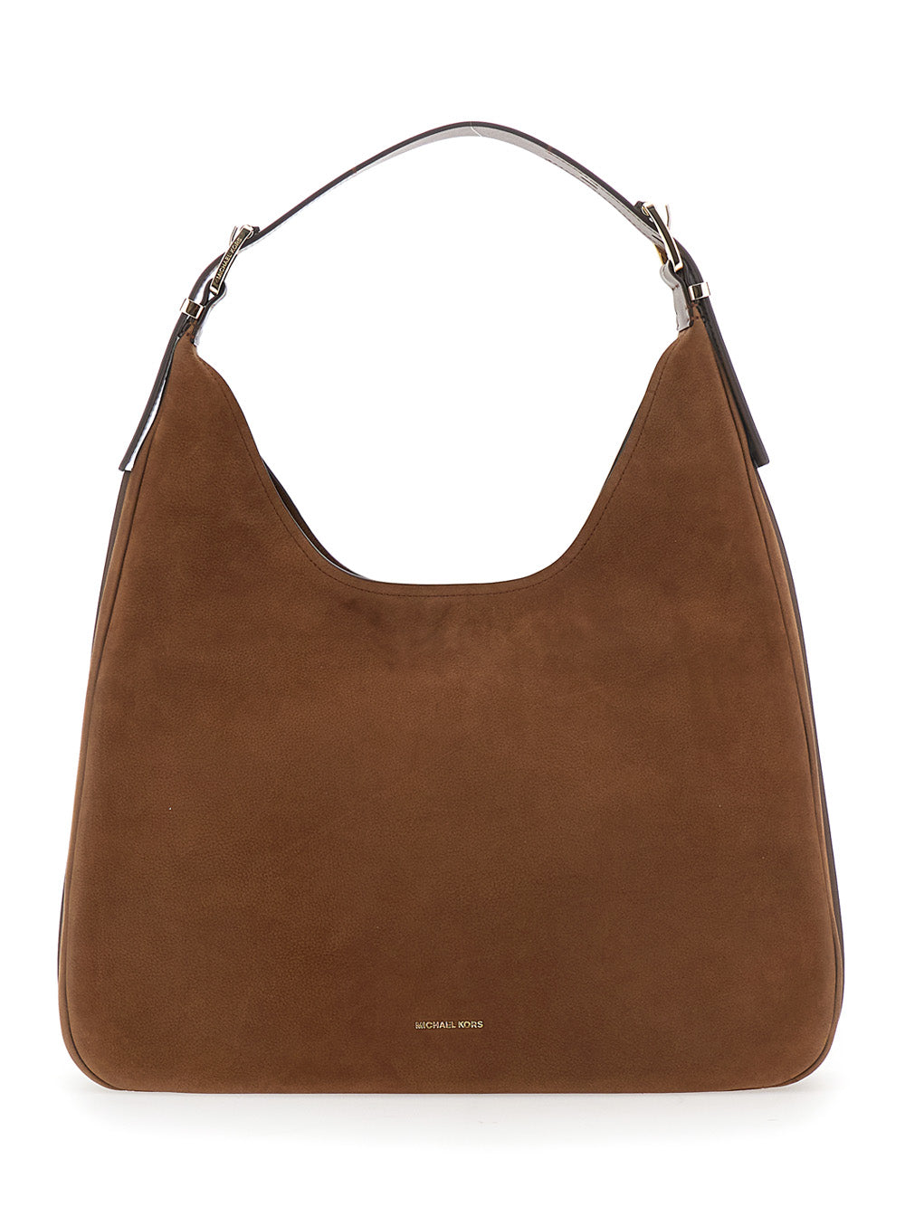 Brown Shoulder Bag with Logo Lettering on the Front in Leather Woman Cow