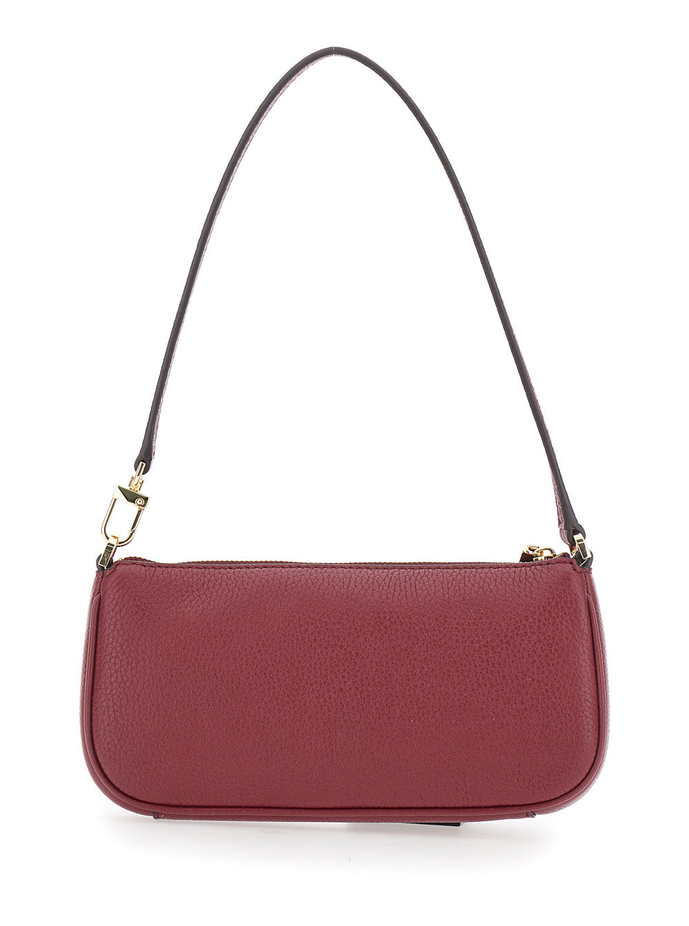 Zoe Bordeaux Shoulder Bag With Two Patch Pockets On The Front Grained Leather Woman Cow