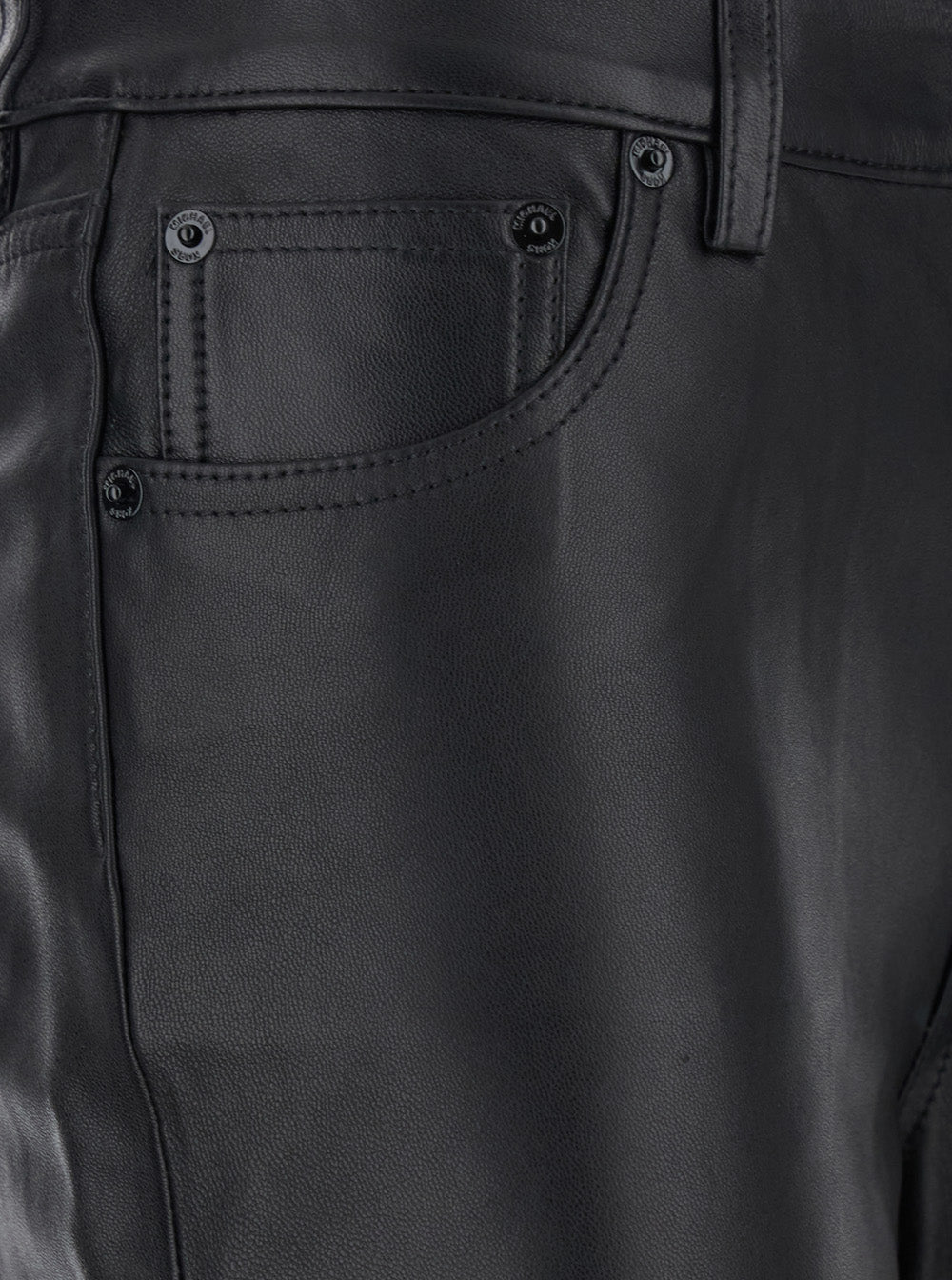 Black Pants with Belt Loops in Leather Woman Lamb Trousers