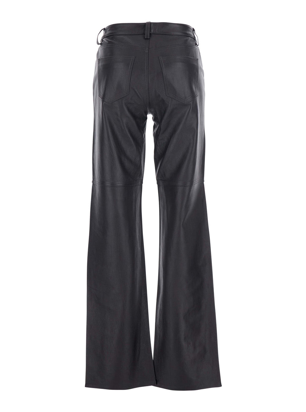 Brown Pants with Belt Loops in Leather Woman Lamb Trousers