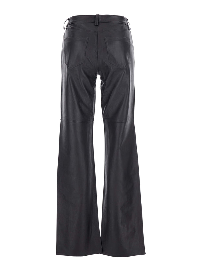 Brown Pants with Belt Loops in Leather Woman Lamb Trousers