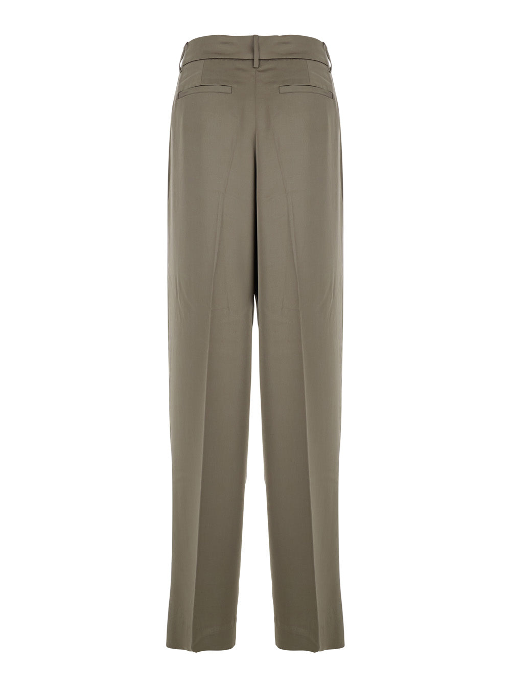 Brown Pants with Belt Loops and Wide Leg in Tech Fabric Woman Recycled Polyester Trousers