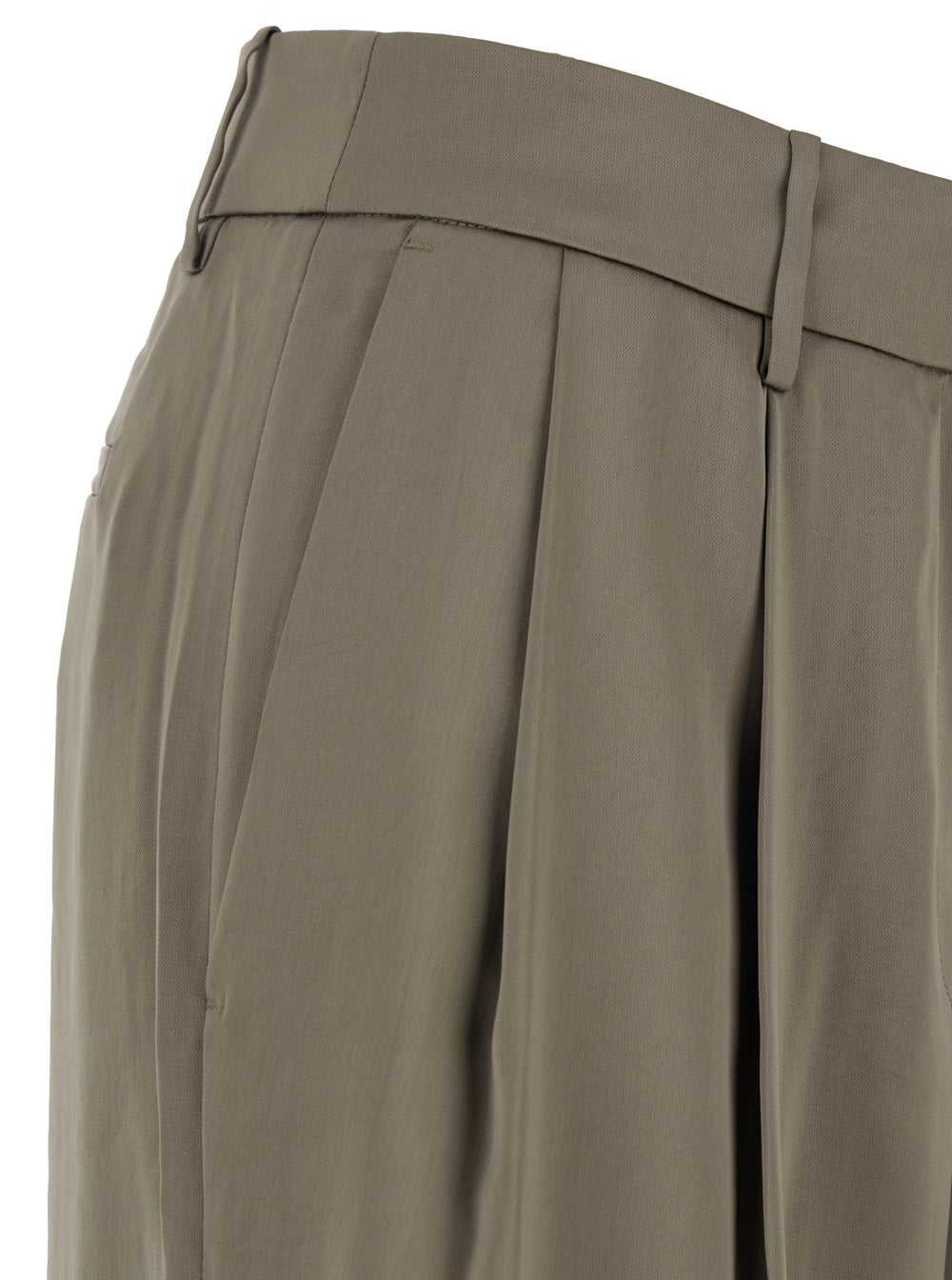 Brown Pants with Belt Loops and Wide Leg in Tech Fabric Woman Recycled Polyester Trousers