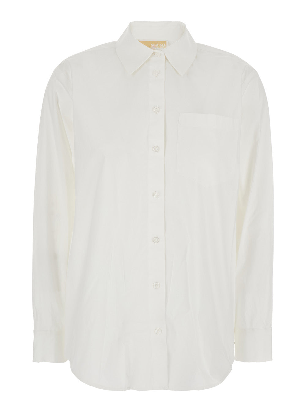 White Shirt with Button Down Collar and Logo Plaque on the Rear in Cotton Stretch Woman Organic Elastane Blouses
