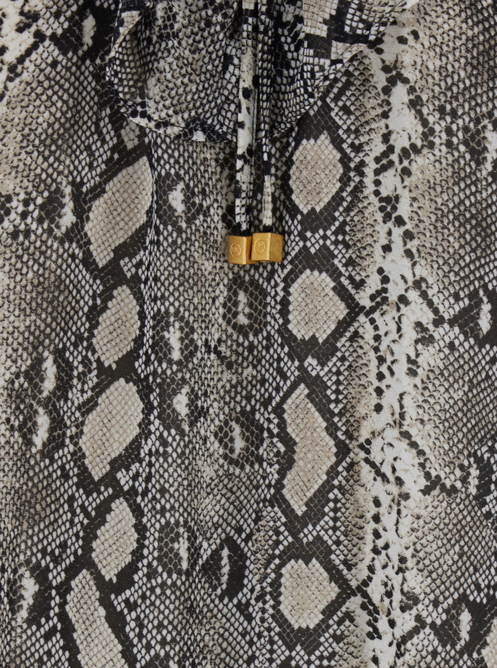 Grey Crewneck Mini Dress with Long Puffed Sleeves and All-Over Snakeskin Print in Tech Fabric Woman Recycled Polyester