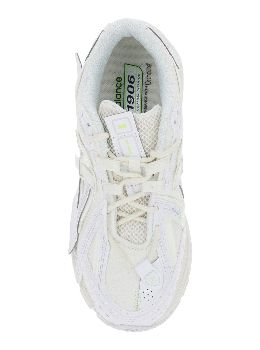 1906R White Sneaker with Mesh Design and Side Logo in Synthetic Fiber Unisex Fabric