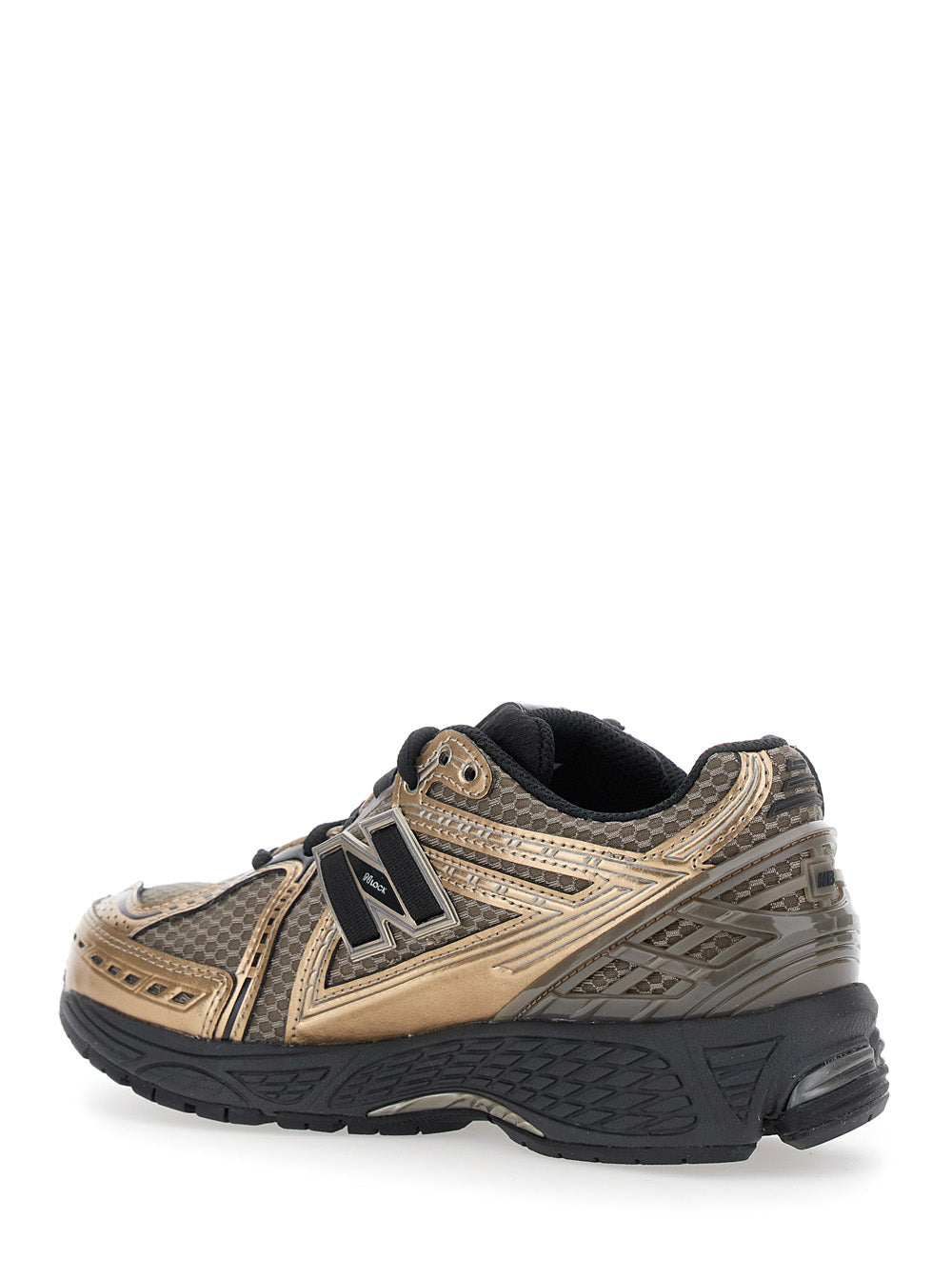 1906R Gold Colored Sneaker with Mesh Design and Side Logo in Synthetic Fiber Unisex Metallic Fabric