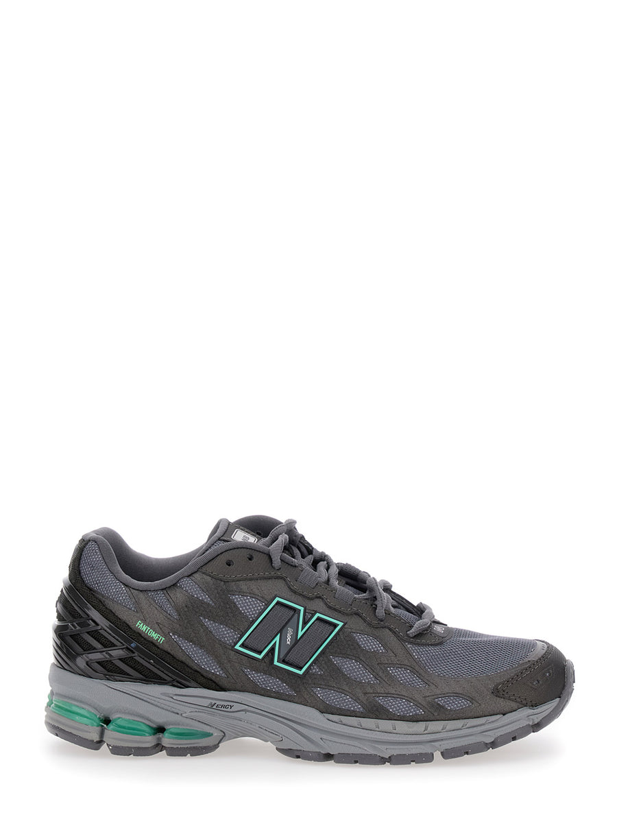 Grey Sneaker With Mesh Design And Logo Synthetic Fabric Trainers