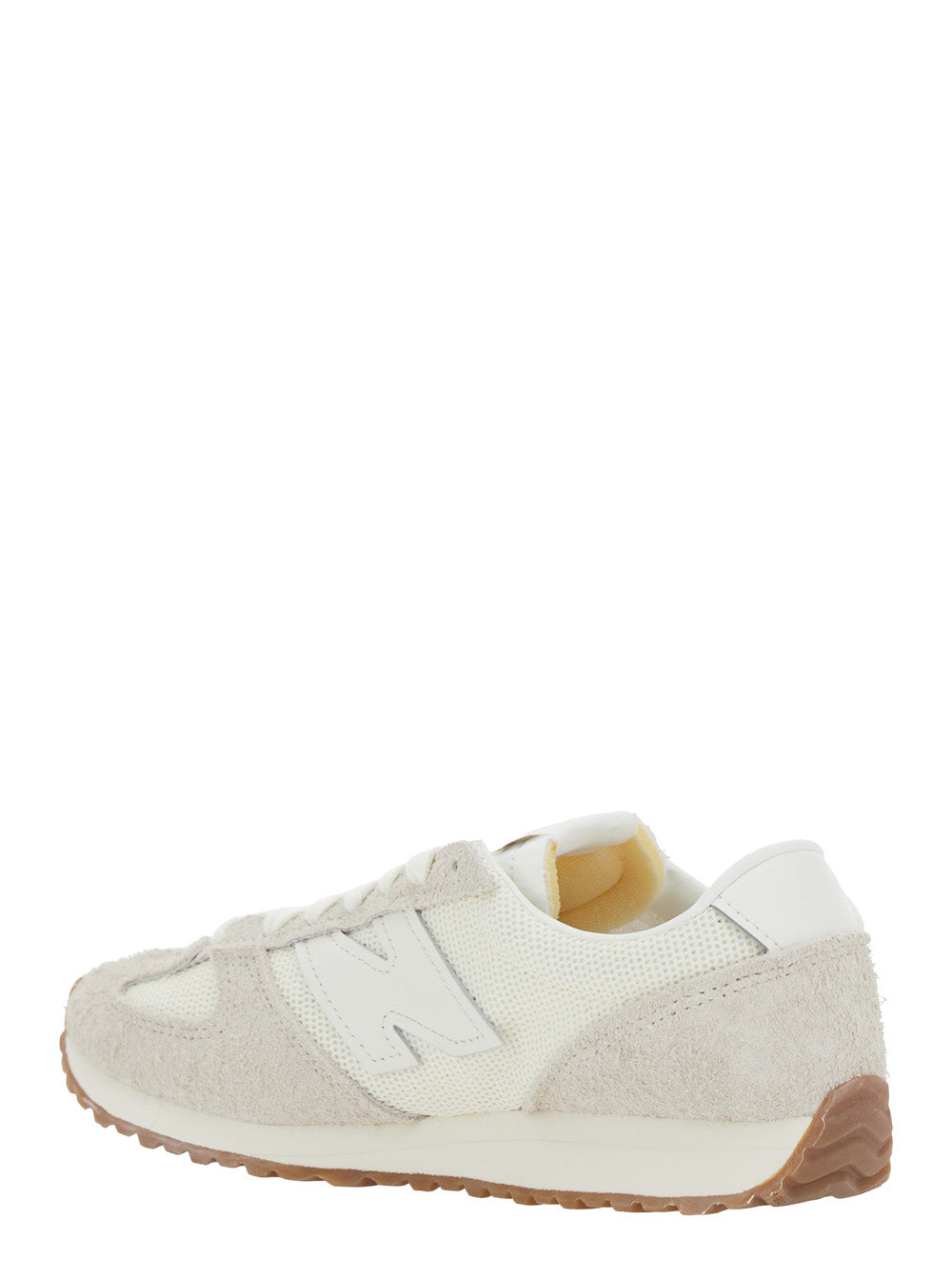 White Low Top Sneakers with Logo Patch in Suede Unisex