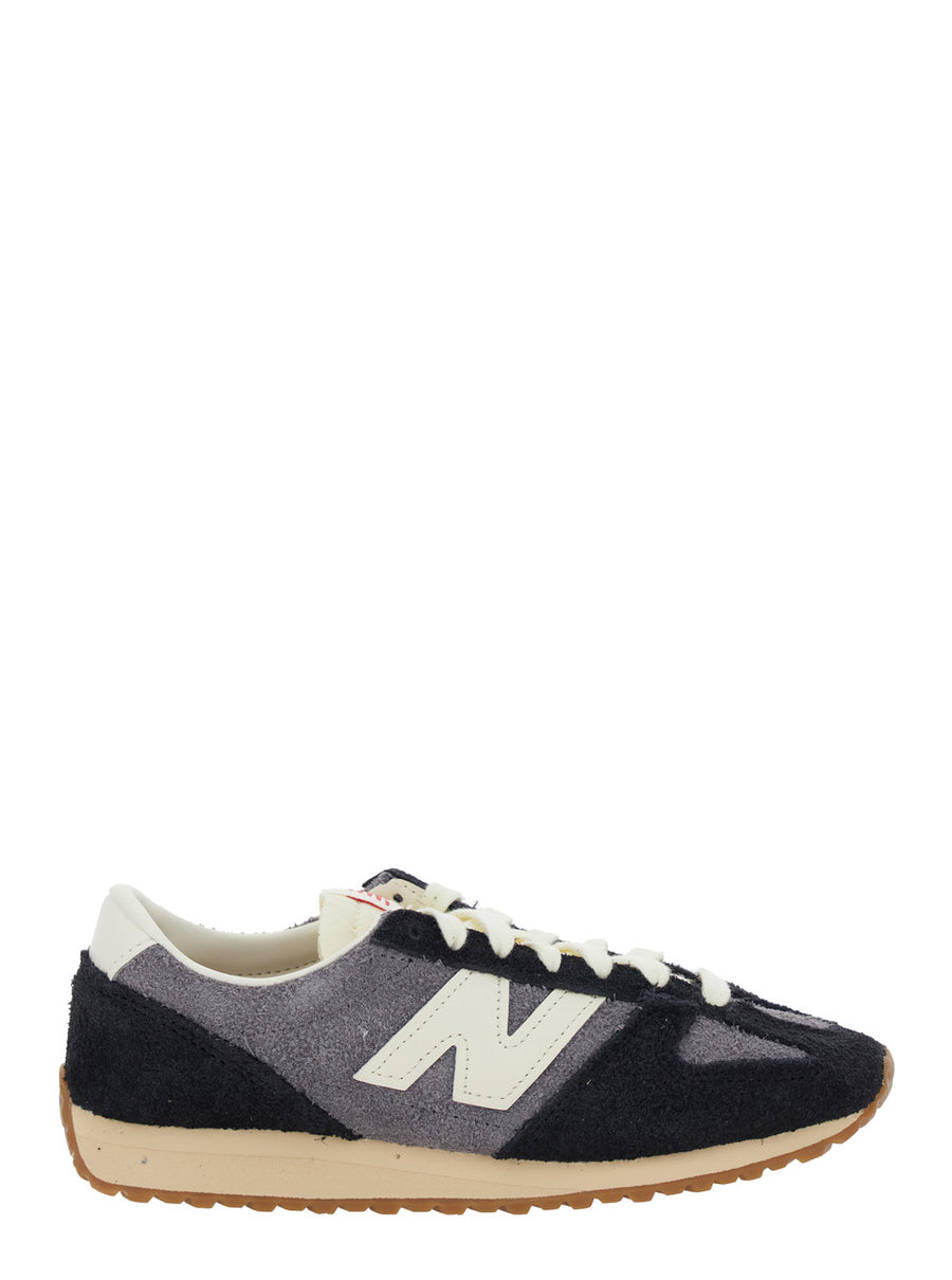 Black Low Top Sneakers With Logo Patch Suede Trainers