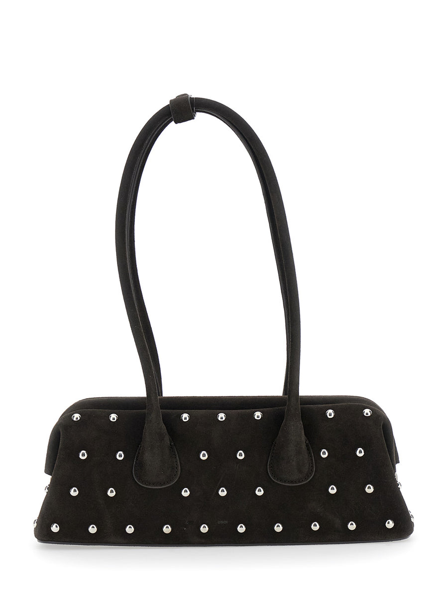 Brown Shoulder Bag With Round Handles Cow