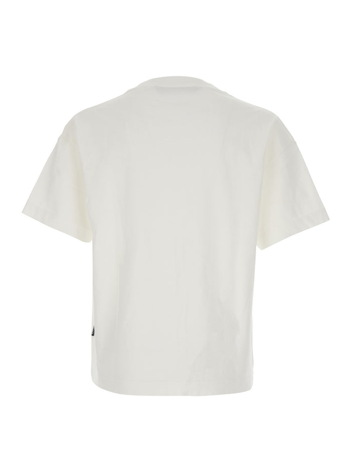 White Crewneck T-Shirt With Logo Print On The Neck Cotton Man Tshirts And Polo Shirts