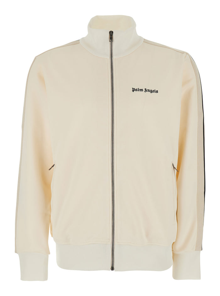 Classic Logo White Sweatshirt With Printed On The Front Tech Fabric Man Polyester Sweatshirts