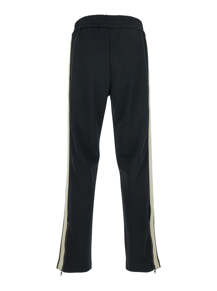 Black Trousers With Elasticated Waist And Logo On Front Tech Fabric Man Polyester