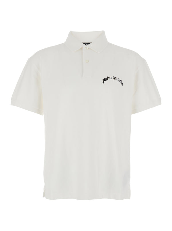 White Polo Shirt With Logo Detail Cotton T-shirts