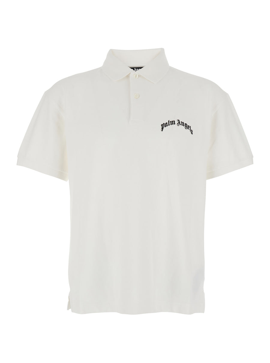 White Polo Shirt With Logo Detail Cotton T-shirts