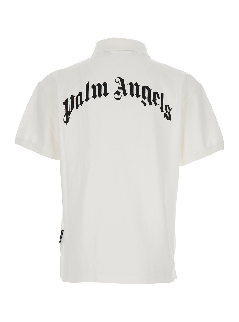 White Polo Shirt with Logo Lettering on Front and Rear in Cotton Piquet Man Tshirts