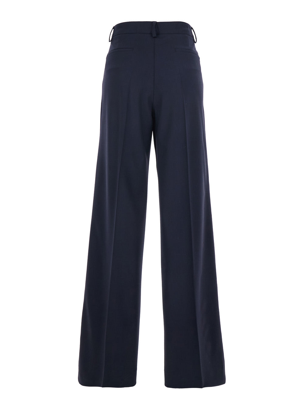 Blue Pants with Front Button and Zip Closure in Cotton Woman Blu Trousers