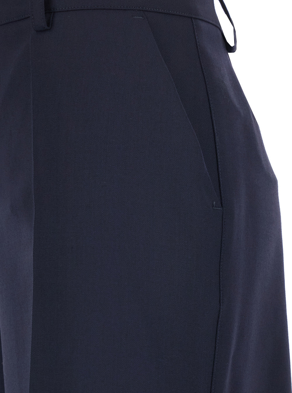 Blue Pants with Front Button and Zip Closure in Cotton Woman Blu Trousers