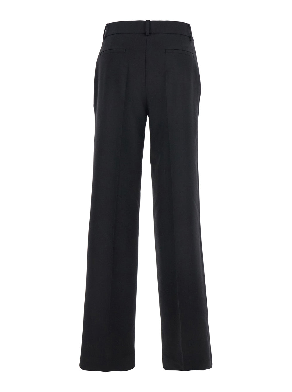 Black Pants with Belt Loops in Wool Blend Woman Virgin Elastane Trousers