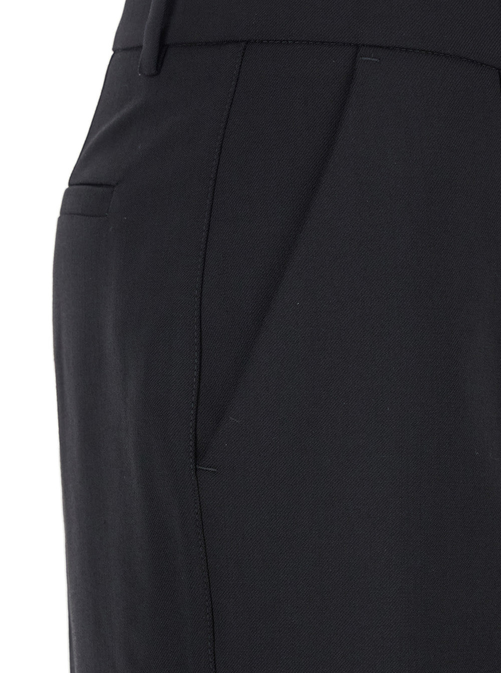 Black Pants with Belt Loops in Wool Blend Woman Virgin Elastane Trousers
