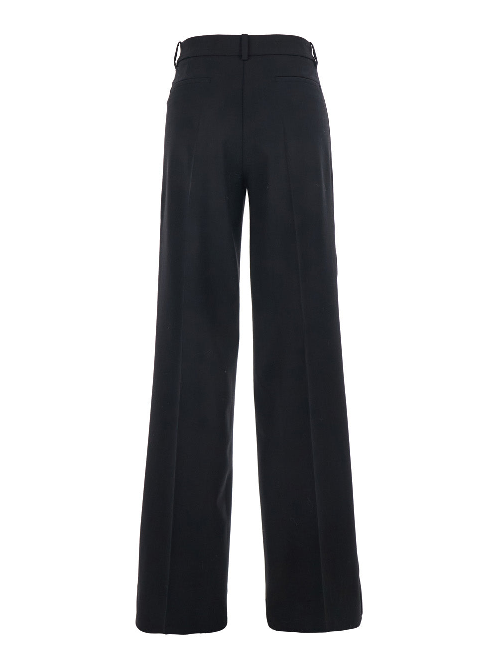 Black Pants with Wide Leg in Wool Stretch Woman Trousers