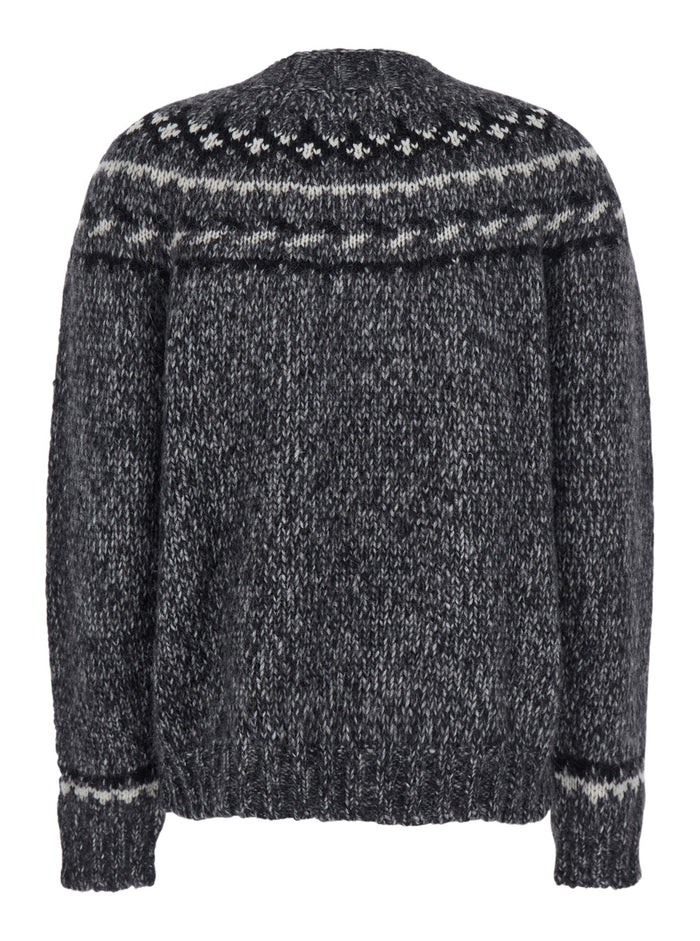 Grey Crewneck Sweater in Wool Blend Woman Alpaca Polyester Kashmir Jersey