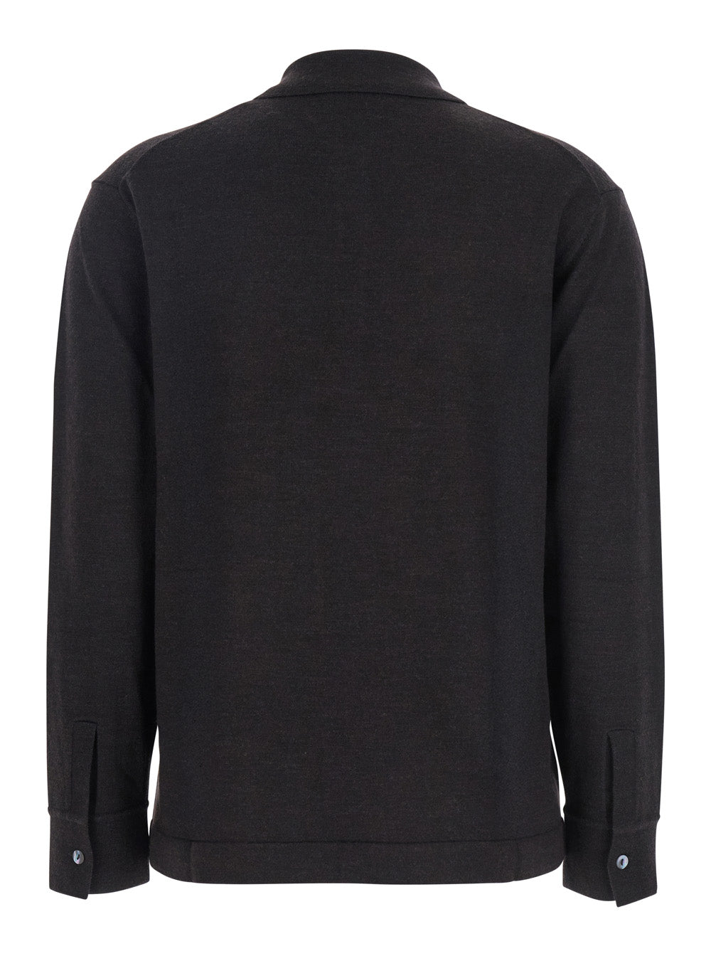 Brown Polo Shirt with Classic Collar and Long Sleeves in Wool Woman Kashmir Elastane Tshirts