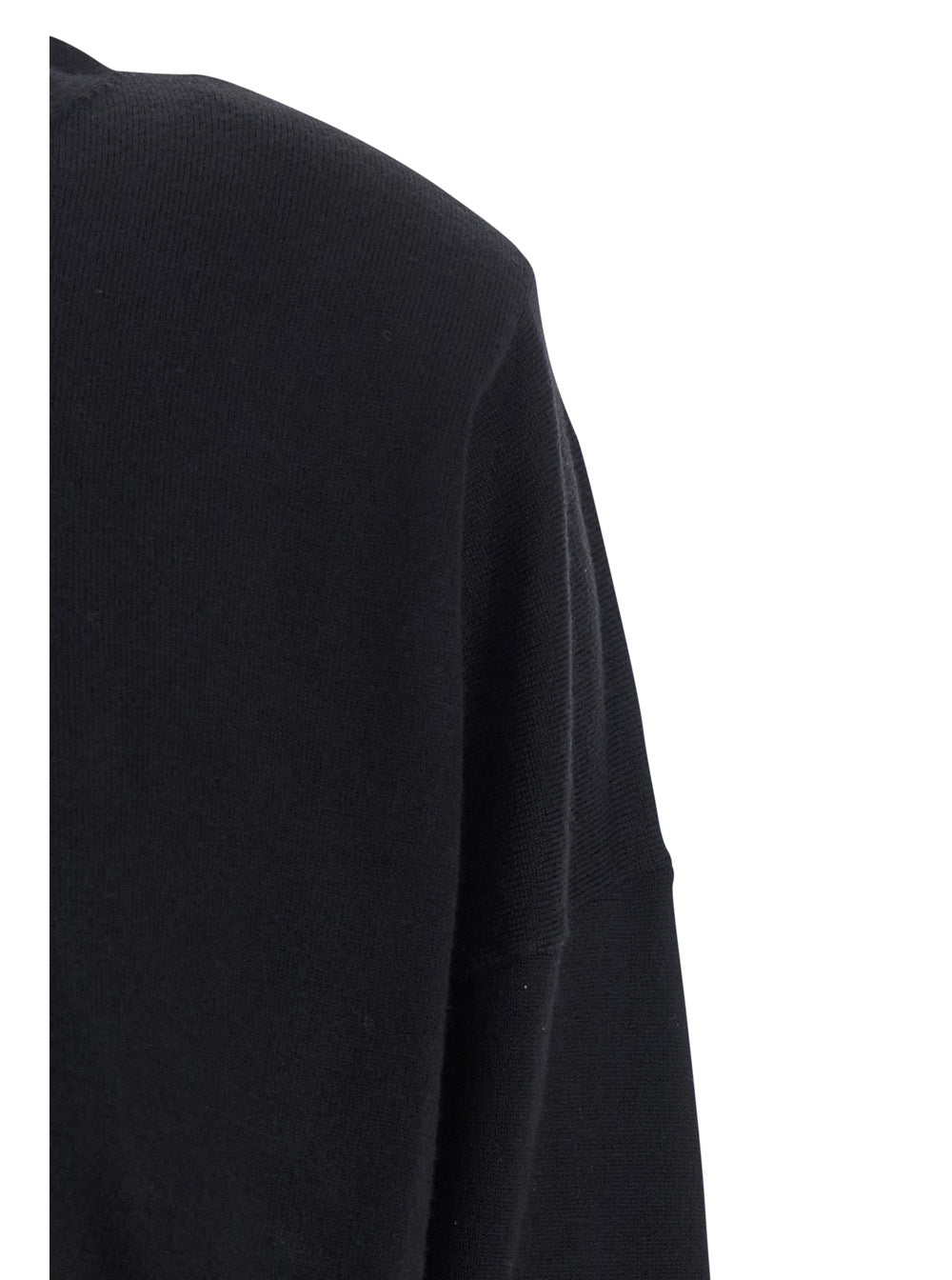 Black Dress with Boat Neck in Wool and Cashmere Blend Woman Kashmir Elastane