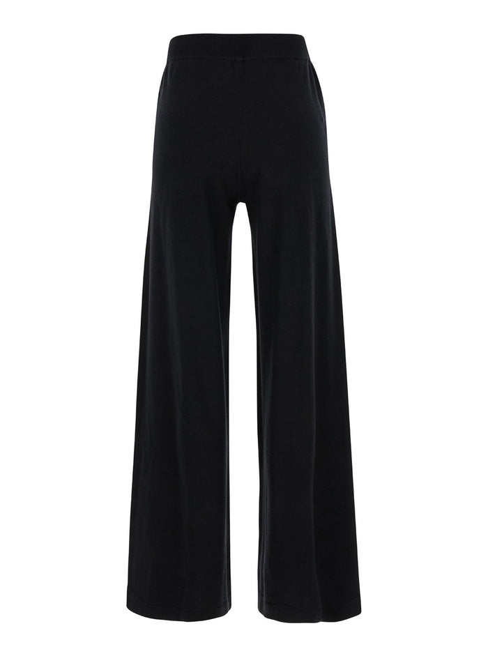Black Relaxed Pants with Drawstring in Fabric Woman Trousers