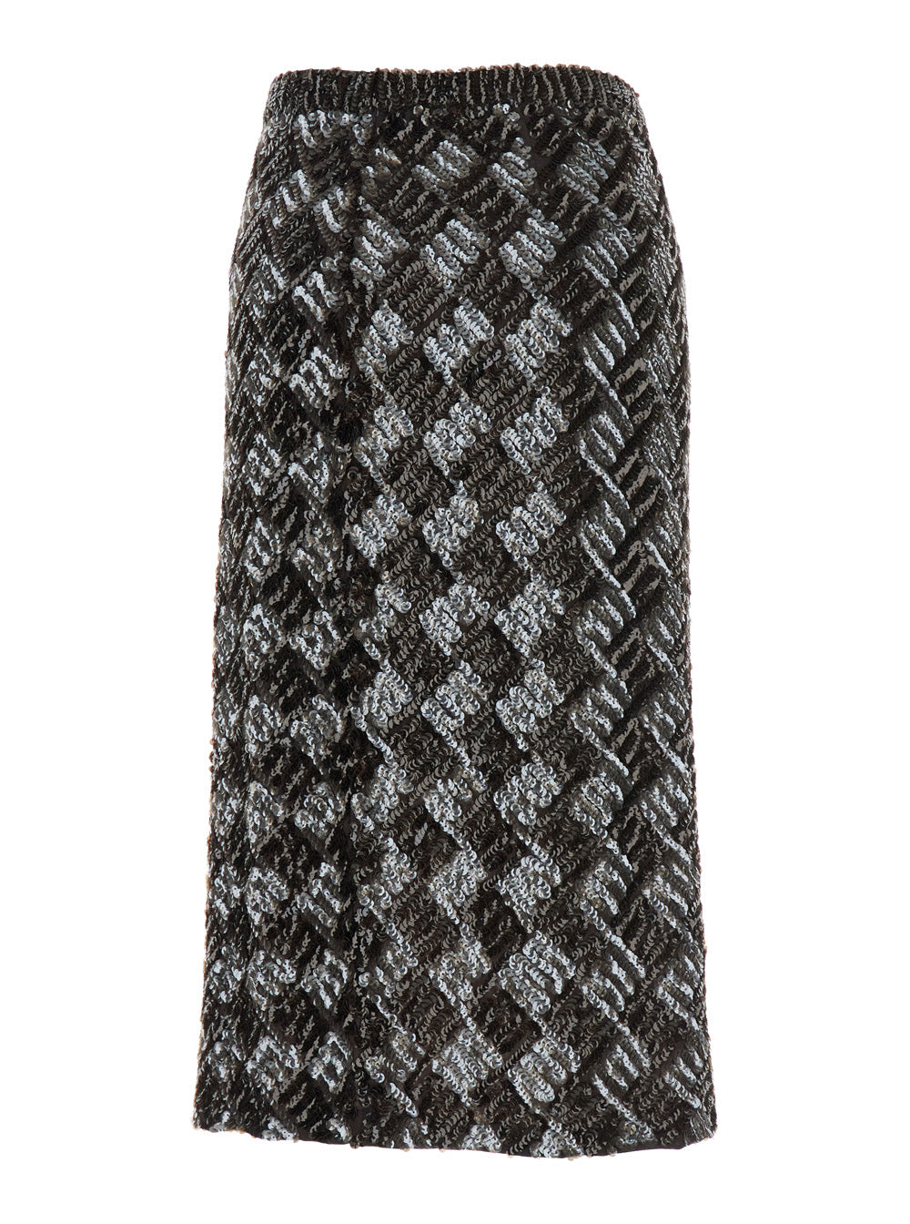 Brown Skirt with All-Over Sequins in Fabric Woman Polyamide Elastane