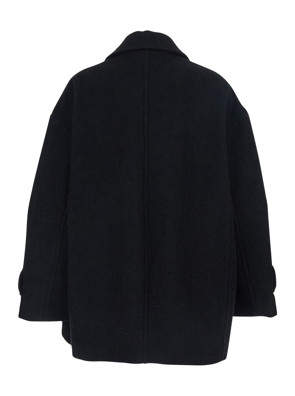 Canederli Black Double-Breasted Coat With Wide Notched Revers Wool Woman Polyester Acrylic