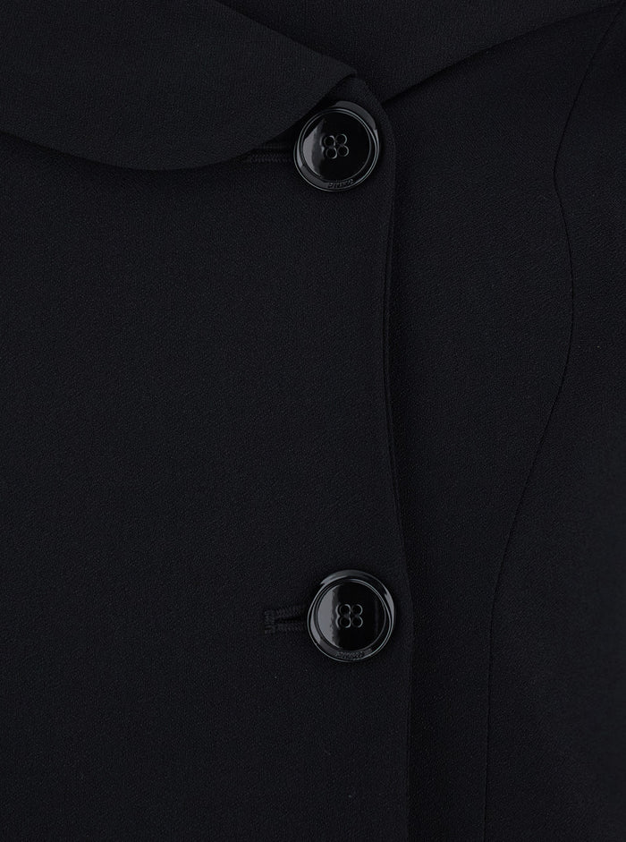 Antonina Black Jacket With Off-Shoulder Neckline Tech Fabric Woman Polyester Blazers