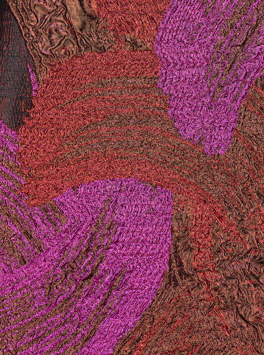 Fuchsia Mini Skirt with All-Over Broccato Motif and Concealed Rear Zip Closure in Tech Fabric Woman Fuxia Metallic Fibers Polyester