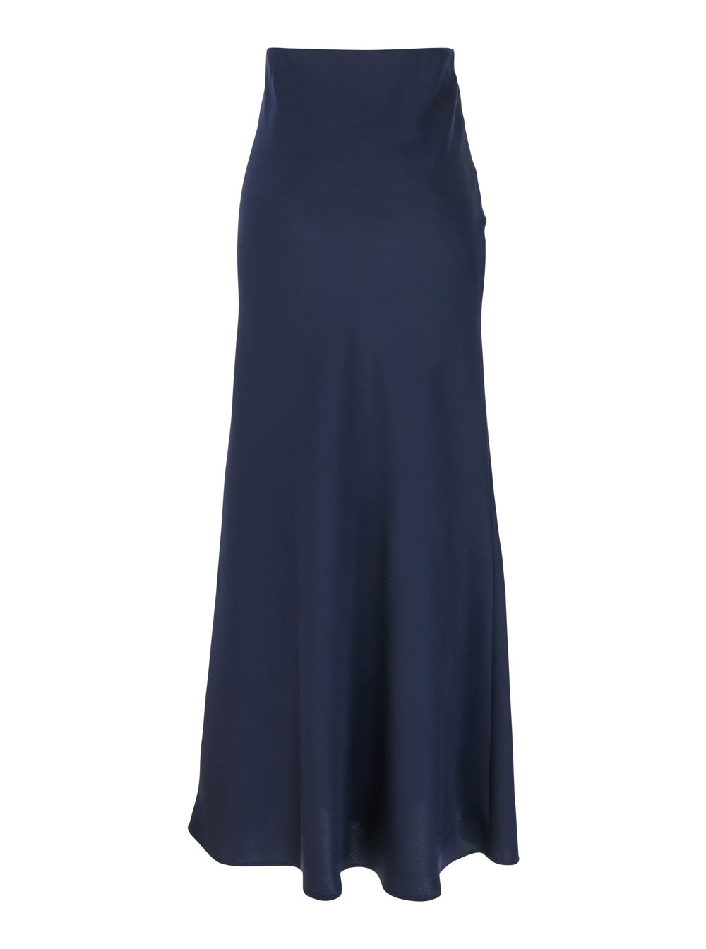 Blue Long Skirt with Ruffle Detail at the Bottom in Satin Woman Blu Polyester
