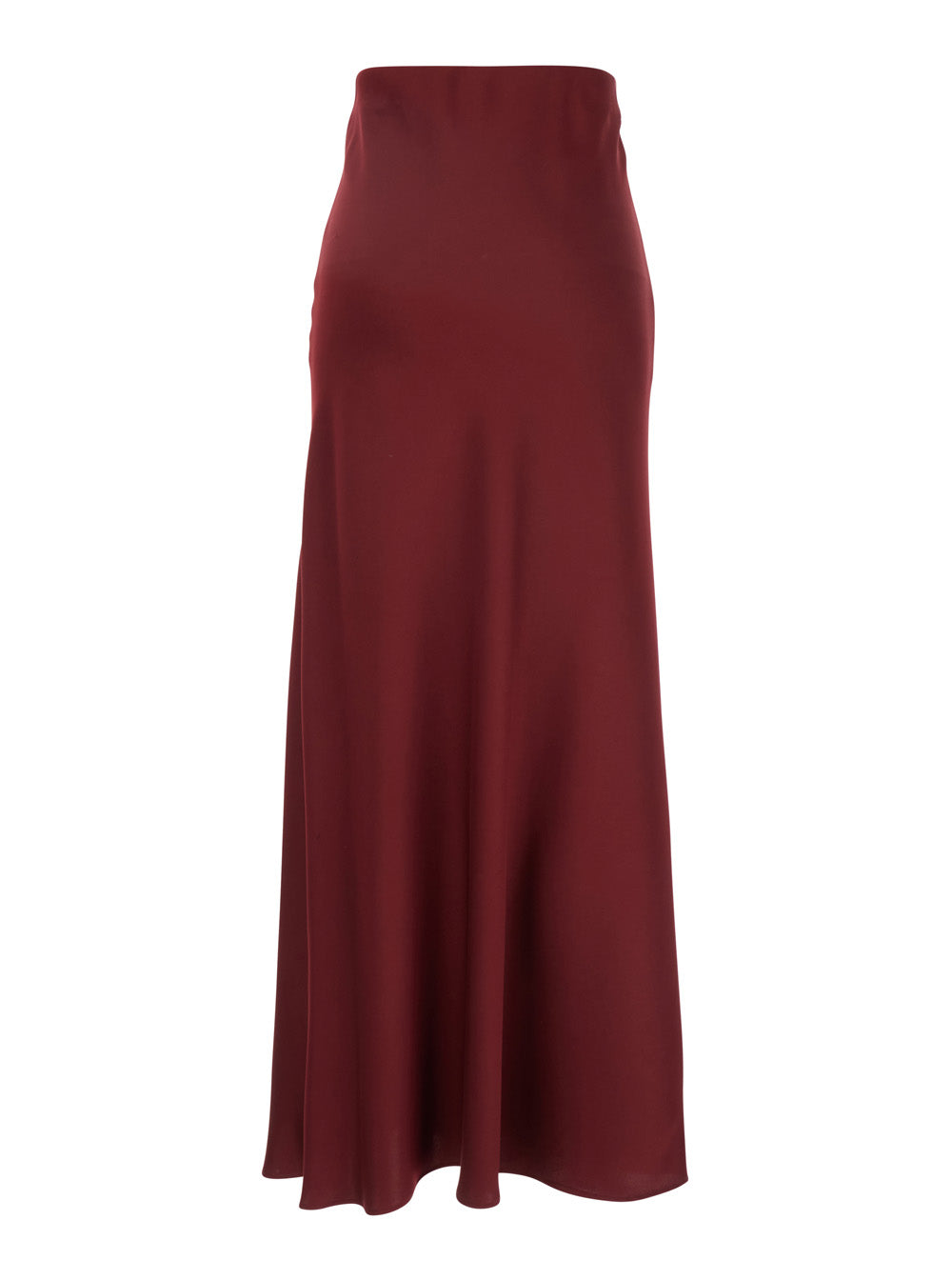 Bordeaux Long Skirt with Volant Detail at the End in Satin Woman Polyester