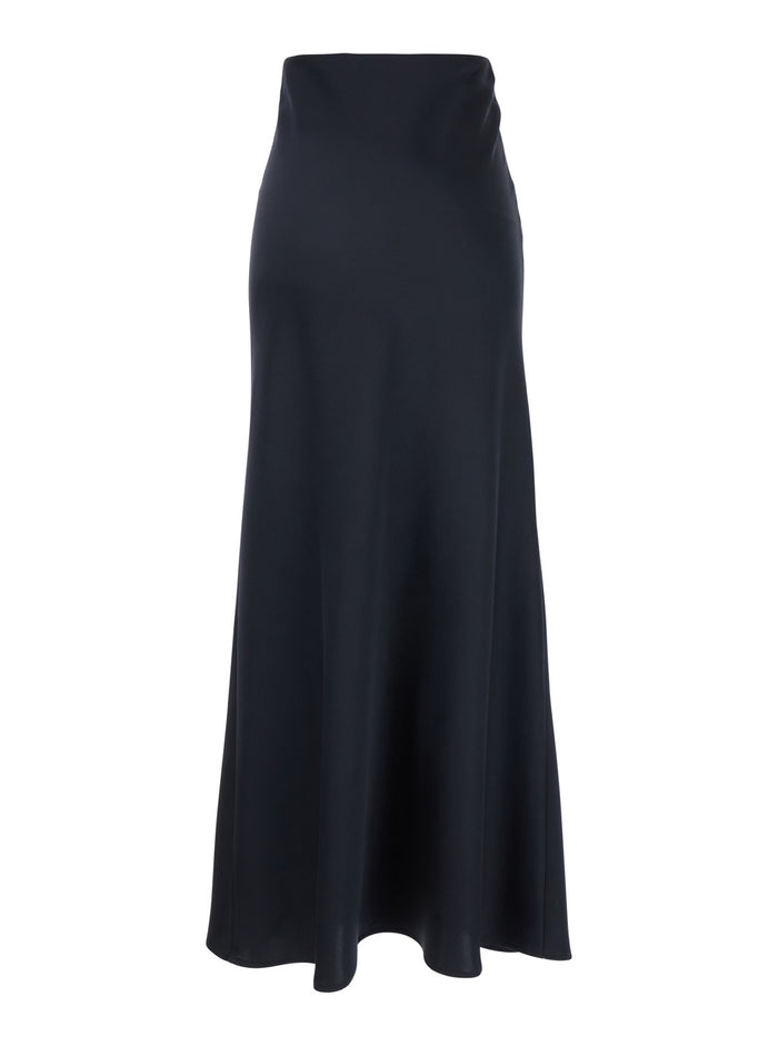 Blue Long Skirt with Volant Detail at the End in Satin Woman Blu Polyester