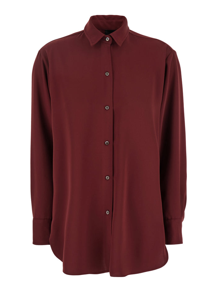 Bordeaux Shirt with Classic Collar in Tech Fabric Woman Polyester And Blouses