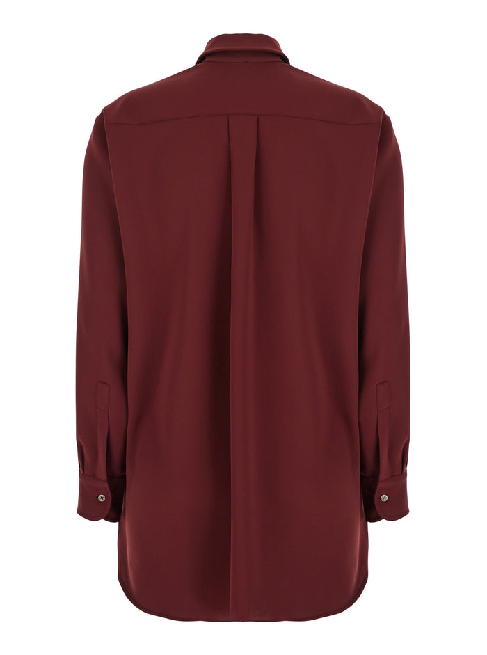 Bordeaux Shirt with Classic Collar in Tech Fabric Woman Polyester And Blouses