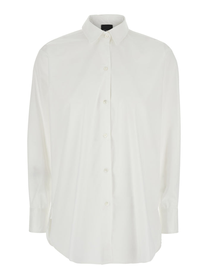 White Shirt with Classic Collar in Cotton Blend Stretch Woman Polyamide Elastane And Blouses