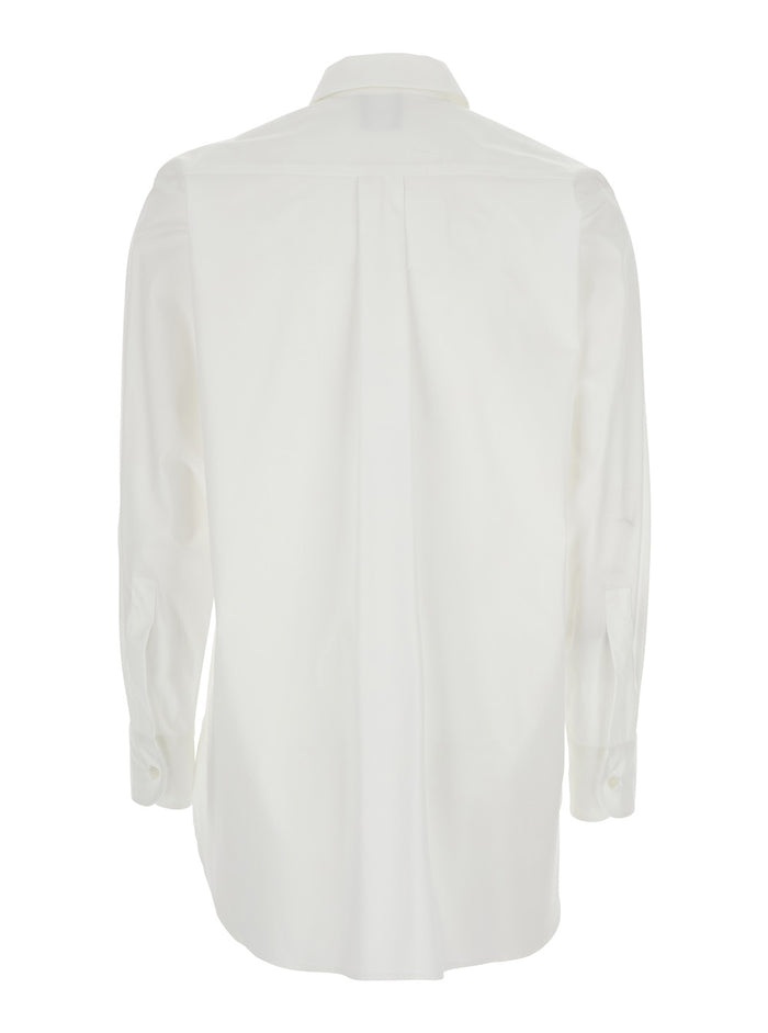White Shirt with Classic Collar in Cotton Blend Stretch Woman Polyamide Elastane And Blouses