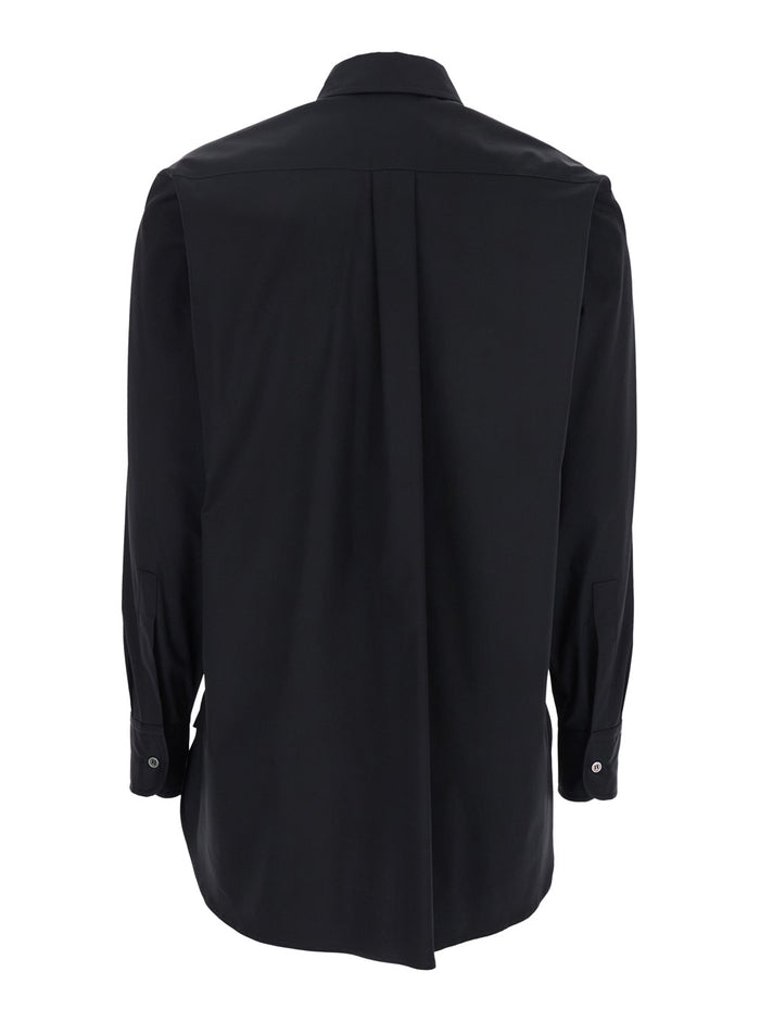 Black Shirt with Classic Collar in Cotton Blend Stretch Woman Polyamide Elastane And Blouses
