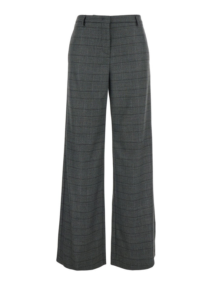 Grey Trousers with Striped Motif in Wool Woman Polyester Viscose Elastane
