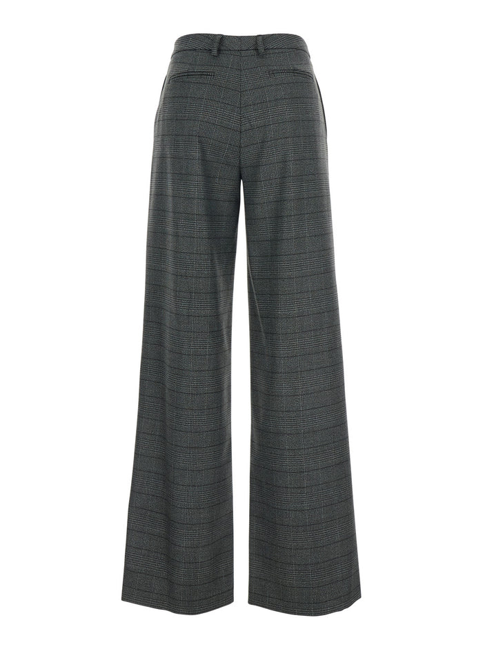 Grey Trousers with Striped Motif in Wool Woman Polyester Viscose Elastane