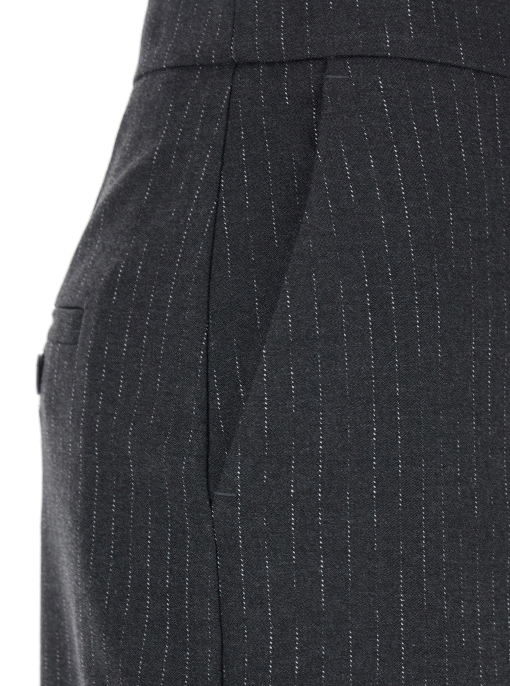 Grey Skirt with Front and Rear Slit All-Over Striped Motif in Wool Blend Woman Polyester Viscose Elastane