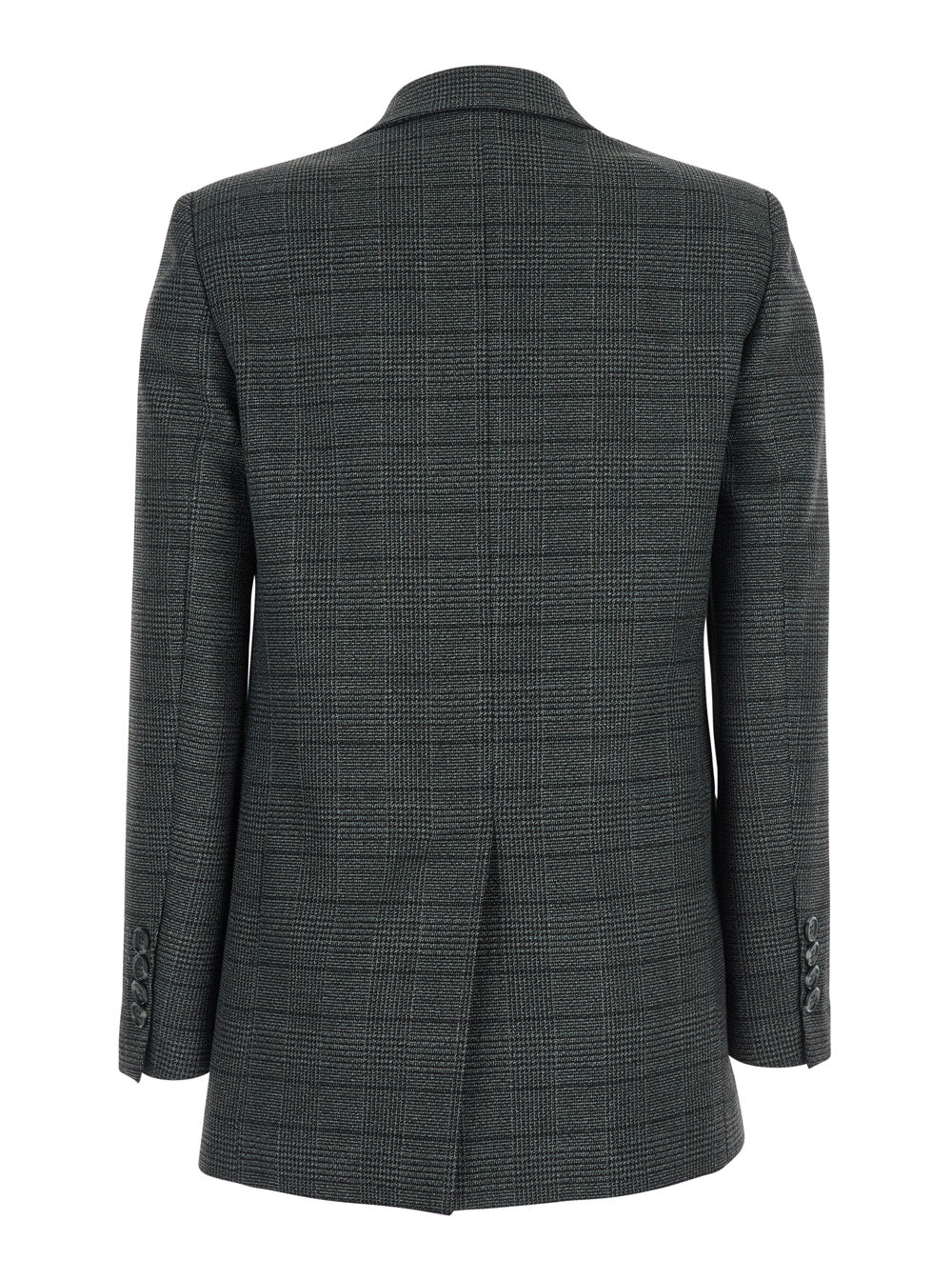 Grey Double-Breasted Jacket with Peak Revers and All-Over Striped Motif in Wool Woman Polyester Viscose Elastane Blazers