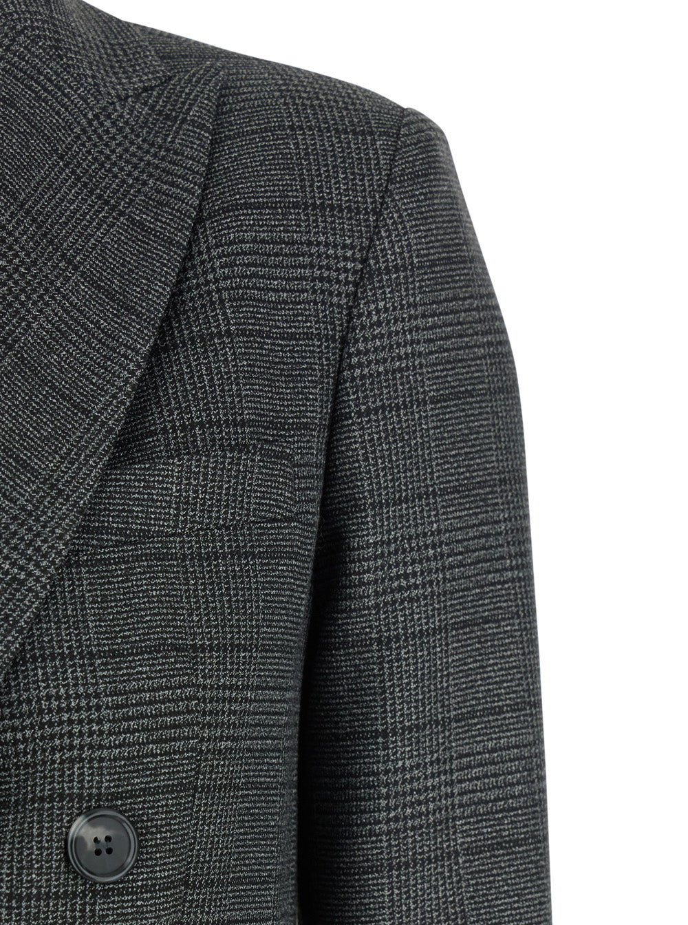 Grey Double-Breasted Jacket with Peak Revers and All-Over Striped Motif in Wool Woman Polyester Viscose Elastane Blazers