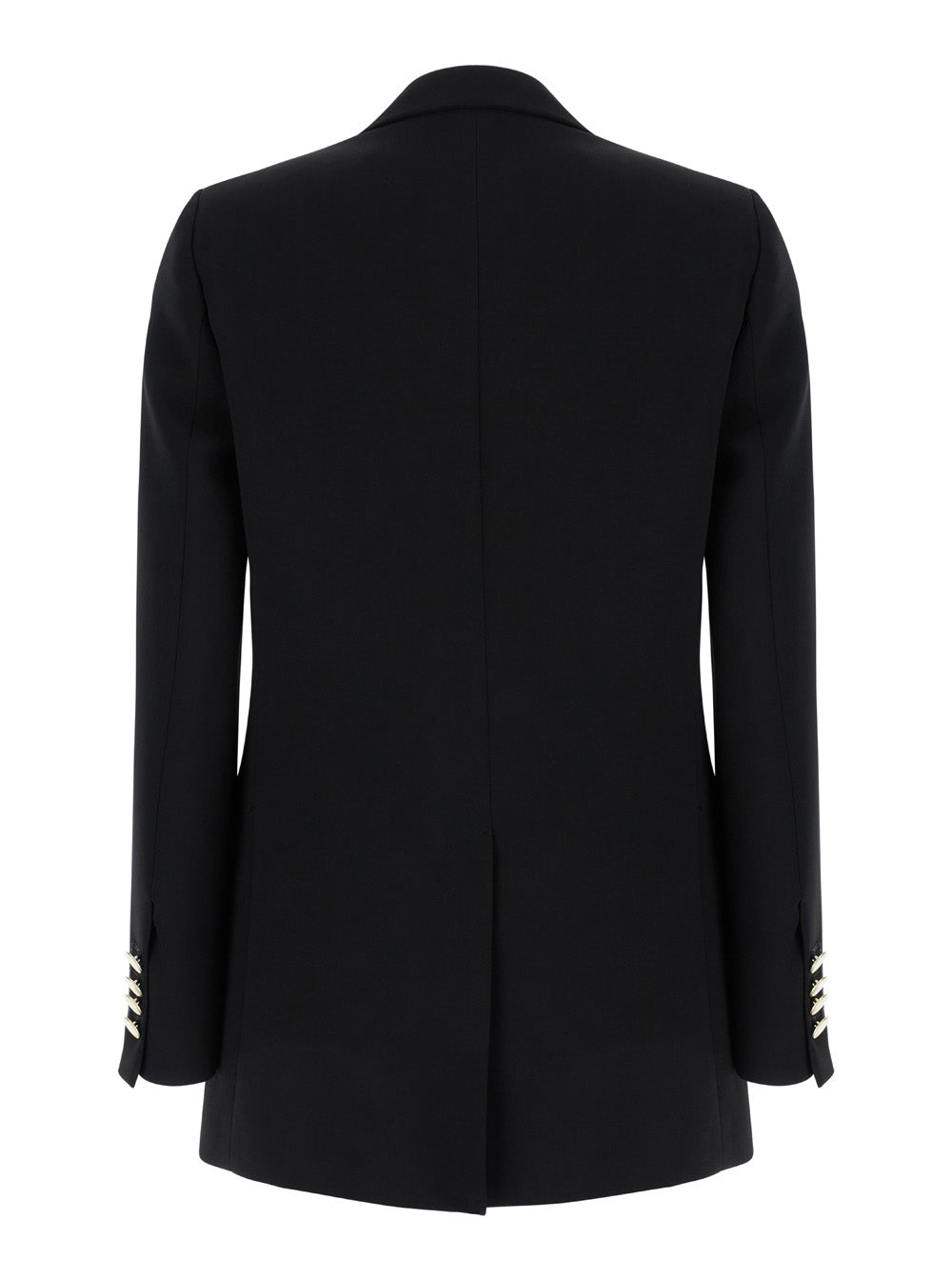 Black Double-Breasted Jacket with Golden Buttons in Cady Woman Polyester Elastane Blazers